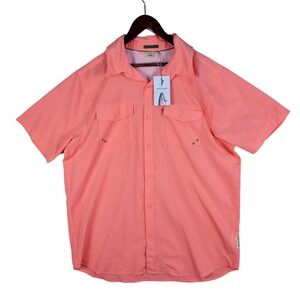 ExOfficio Fishing Shirt Men's XXL 2XL Coral Pink Short Sleeve Vented Button NEW